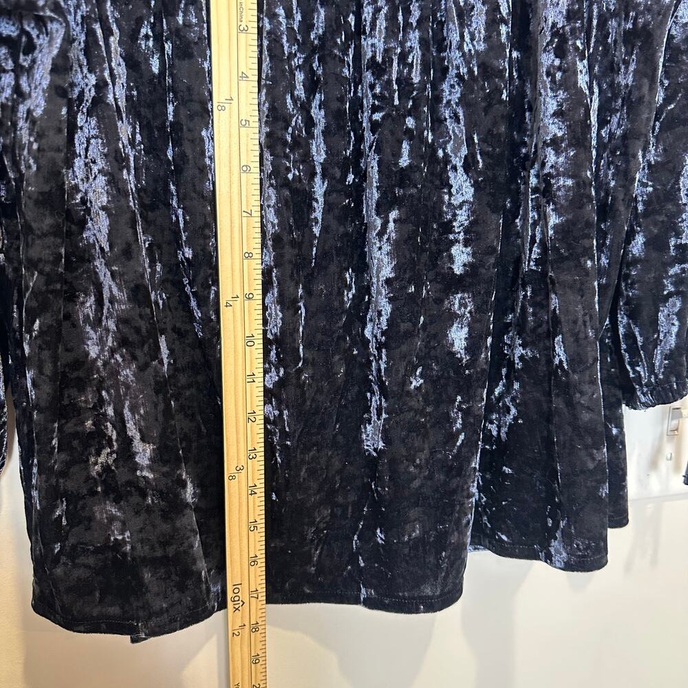 American Eagle Velvet Top XL Navy Blue Off Shoulder Boho Gothcore Whimsigoth - Picture 7 of 9